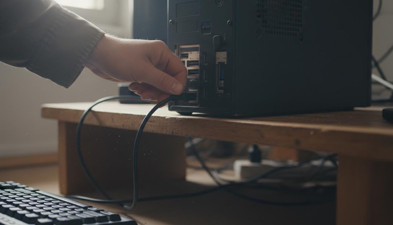 Клавиатуру подключают в USB-разъём компьютера